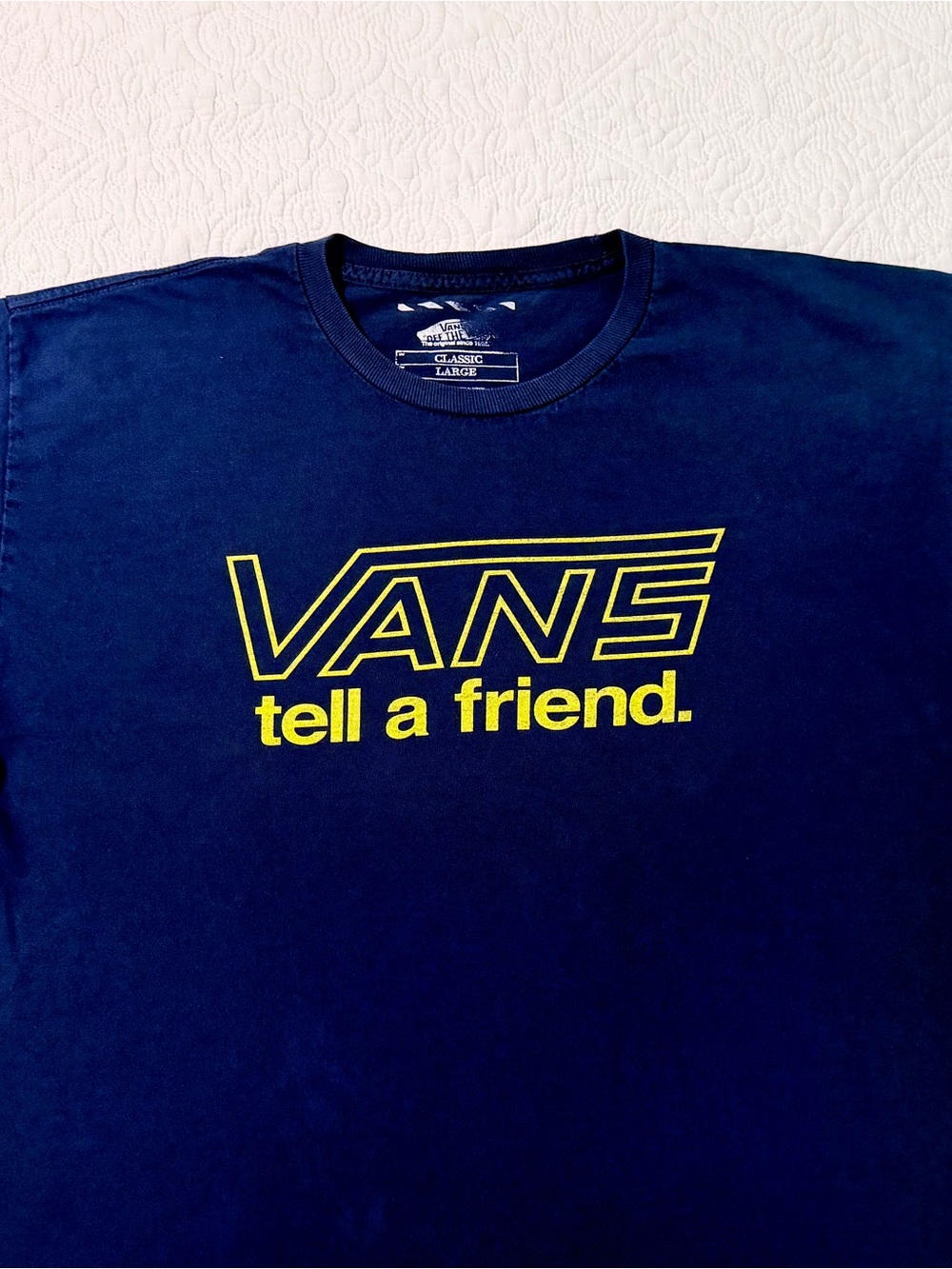 Vans | Tell A Friend Graphic T-Shirt | Navy Blue | Size Large